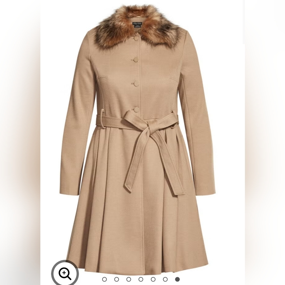 City Chic Tan Fur Collar Coat